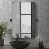 VIOTTO& CO. Modern Tilting Pivot Bathroom Mirror Rounded Rectangle Vanity Mirror Matte Black Metal Framed Adjustable Swivel Wall Mirror